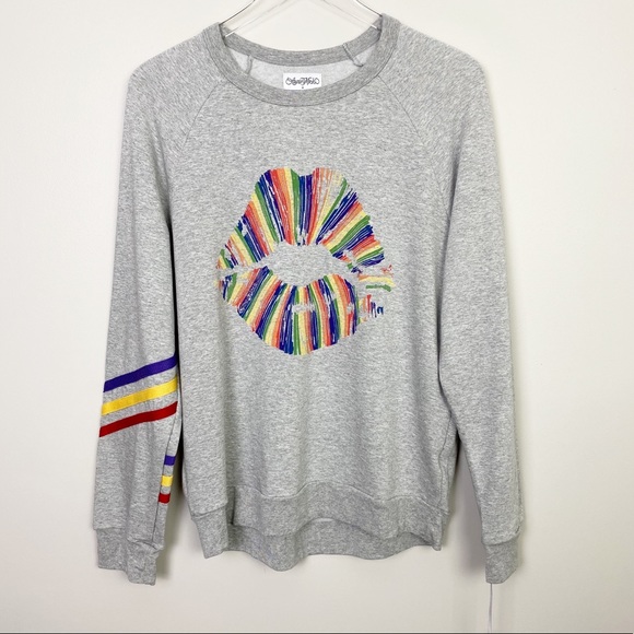 Lauren Moshi Tops - LAUREN MOSHI Avalon Rainbow Lip Pullover S New